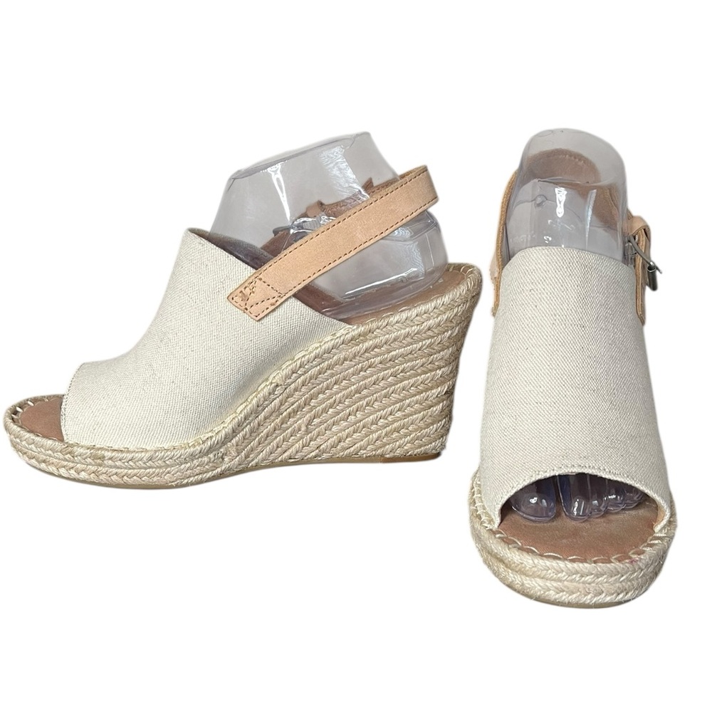 TOMS Monica Natural Espadrille Wedge Sandal Buckle Closure Women's Size 10‎